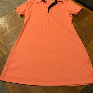 Orange sleeved knit dress